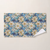 Blauw Wit Goud Kerstmis Poinsettias Bad Handdoek (Handdoek)