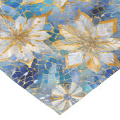 Blauw Wit Goud Kerstmis Poinsettias Korte Tafelloper (Hoek)