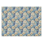 Blauw Wit Goud Kerstmis Poinsettias Tafelkleed (Voorkant (Horizontaal))