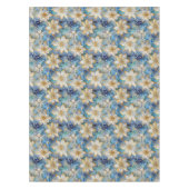 Blauw Wit Goud Kerstmis Poinsettias Tafelkleed (Voorkant)