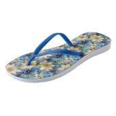 Blauw Wit Goud Kerstmis Poinsettias Teenslippers (Schuin)