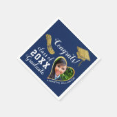 Blauw Wit Goud Klasse 2025 Afstudeerder Foto Afstu Servet (Hoek)