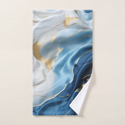 Blauw, Wit, Goud Marmer op Zijde Bad Handdoek (Handdoek)