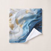 Blauw, Wit, Goud Marmer op Zijde Bad Handdoek (Wasdoekje)