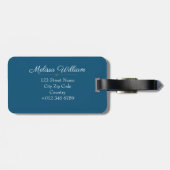 Blauw Wit Goud Monogram Naam Bagagelabel (Achterkant horizontaal)