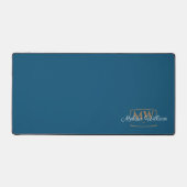 Blauw Wit Goud Monogram Naam Script Bureaumat (Voorkant)