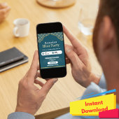 Blauw, Wit & Goud Ramadan Iftar Uitnodiging Poster