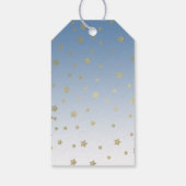 Blauw wit goud sterren verjaardag cadeaulabel (Achterkant)