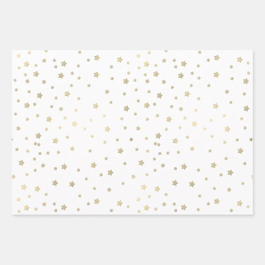 Blauw wit goud sterren verjaardag inpakpapier vel (Voorkant 3)