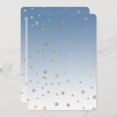 Blauw wit goud sterren verjaardag kaart (Voorkant / Achterkant)