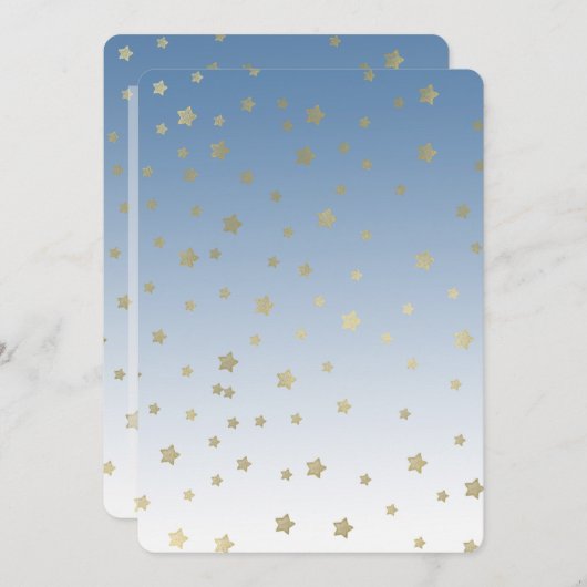 Blauw wit goud sterren verjaardag kaart (Voorkant / Achterkant)