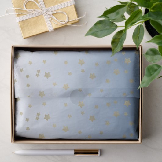 Blauw wit goud sterren verjaardag tissuepapier (Geschenk)
