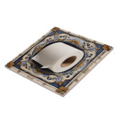Blauw Wit & Goud Toilet Papier Roll Grappige Badka Tegeltje (Zijkant)