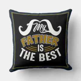 Blauw Wit Goud Typografie Gelukkige Vaderdag Kussen