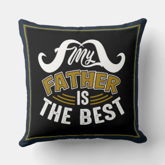 Blauw Wit Goud Typografie Gelukkige Vaderdag Kussen