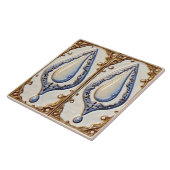 Blauw Wit & Goud Water Droplets Badkamer Tegel Tegeltje (Zijkant)