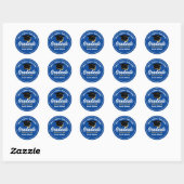 Blauw Wit Graduation Party Custom Afstuderen Ronde Sticker (Vel)