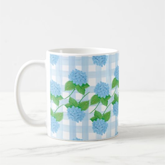 Blauw-wit Grandmillennial Hydrangea Mok (Links)