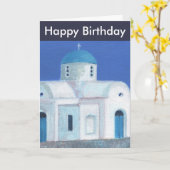 Blauw-wit Grieks-Cypriotische kerk Gelukkige verja Kaart (Gele Bloem)