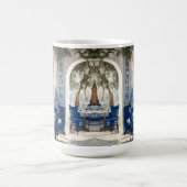 Blauw wit grieks restaurant cafe stoel boogvormige koffiemok (Center)