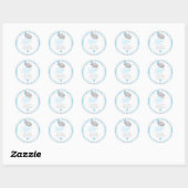 Blauw, wit grijs Baby shower 2 Ronde Sticker (Vel)