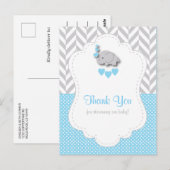 Blauw, wit, grijs Baby shower Briefkaart (Voorkant / Achterkant)