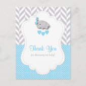 Blauw, wit, grijs Baby shower Briefkaart (Voorkant)