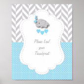 Blauw, wit grijs Baby shower Poster (Voorkant)