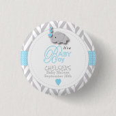 Blauw, wit grijs Baby shower Ronde Button 3,2 Cm (Voorkant)