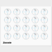 Blauw, wit grijs Baby shower Ronde Sticker (Vel)