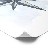 Blauw Wit Grijs Kompasroos Nautilsche Oceanen Them Poster (Hoek)