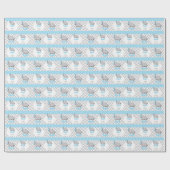 Blauw, wit grijs olifant 👶 Baby shower Cadeaupapier (Vlak)