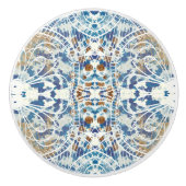 Blauw wit grijs patroon van de tegel van de vlotte keramische knop (Voorkant)