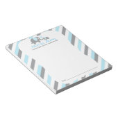Blauw, wit grijs stripe olifant - advies notitieblok (Schuin)