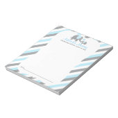 Blauw, wit grijs stripe olifant - advies notitieblok (Linkerzijde)