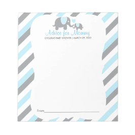 Blauw, wit grijs stripe olifant - advies notitieblok