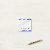 Blauw/wit/grijze lijnen/strips patroon; Aangepaste Post-it® Notes (Op bureau)