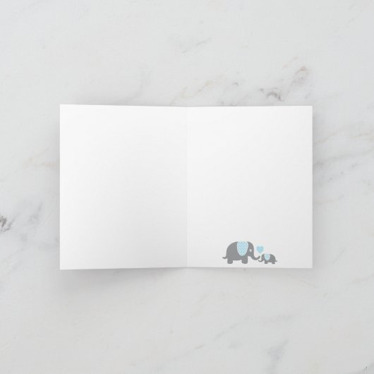 Blauw, wit grijze streep elphant Dank je Bedankkaart (Binnen)