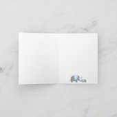 Blauw, wit grijze streep elphant Dank je Bedankkaart (Binnen)