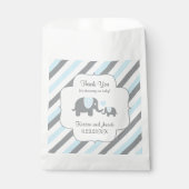 Blauw, wit grijze streep elphant Dank je Bedankzakje (Voorkant)