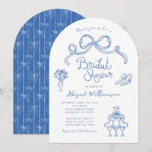 Blauw wit grillig handgetekende Vrijgezellenfeest