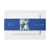 blauw & wit grillig huwelijksbeeldje uitnodigingen wikkel (Voorkant Voorbeeld)