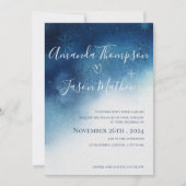 Blauw wit grillige sneeuwvlok elegantie bruiloft kaart (Voorkant)