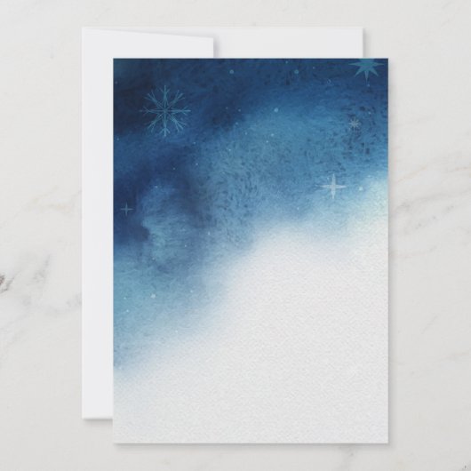 Blauw wit grillige sneeuwvlok elegantie bruiloft kaart (Achterkant)