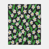 Blauw Wit Groen Bloemmotief Fleece Deken (Voorkant)