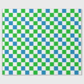 Blauw Wit Groen Geruit Ontwerp Cadeaupapier (Vlak)