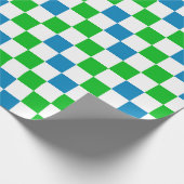 Blauw Wit Groen Geruit Ontwerp Cadeaupapier (Hoek)