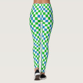 Blauw Wit Groen Geruit Ontwerp  Leggings (Achterkant)