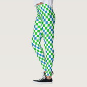 Blauw Wit Groen Geruit Ontwerp  Leggings (Links)