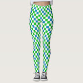 Blauw Wit Groen Geruit Ontwerp  Leggings (Voorkant)